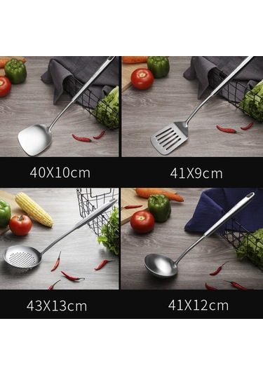 Sones 304 Paslanmaz Çelik Mutfak Ekipmanları Kalınlaştırılmış İçi Boş Saplı Pişirme Aleti, Stil: Spatula