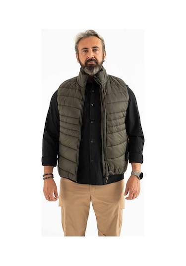 Longberg Erkek Dik Yaka Fermuarlı Kapitone Yelek