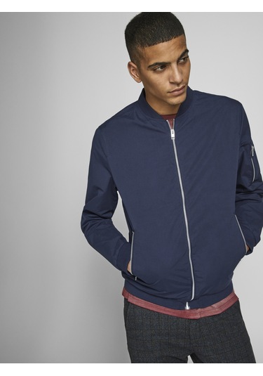 Erkek Fermuarlı Bomber Ceket - 12165203 Navy Blazer