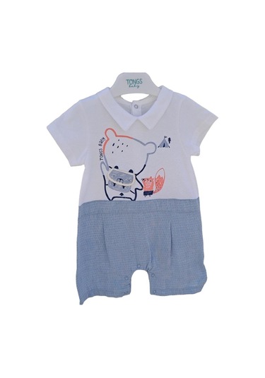 Erkek Bebek Bear Yazlık Tulum-12859-mavi Mavi