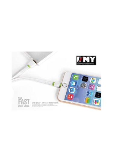 Emy My-445 Apple Uyumlu iOS Lightning Hızlı Şarj Data Kablosu 1Metre