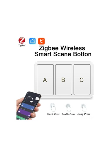 Springsun Tuya Uyumlu Zigbee Akıllı Kablosuz Üç Düğmeli Anahtar - Kablosuz Kontrol Ve Özelleştirilebilir Fonksiyonlar