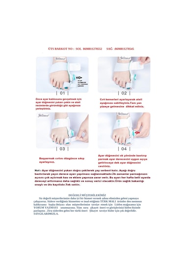 Halluks Valgus Gece Ateli Derece Ayarlı 1 Adet