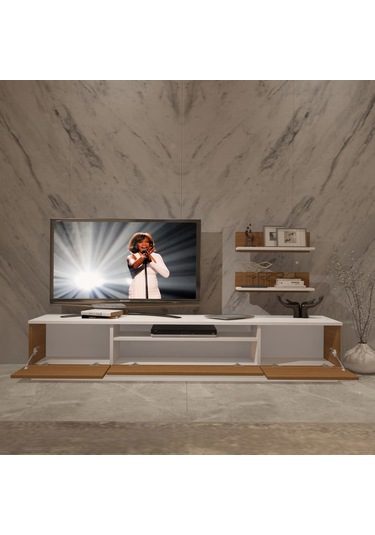 Decoraktiv Trio 4 Mdf Tv Ünitesi Tv Sehpası Beyaz - Ceviz