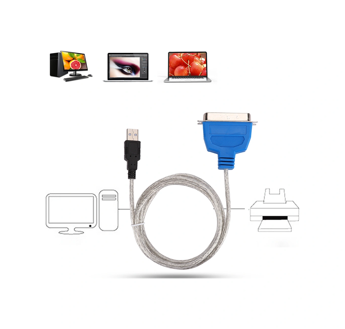 Shineyee Usb'den Paralel Port'a Ieee 1284 Dönüştürücü Yazıcı Kablosu, 12mbps Hız, 1.5m Uzunluk, Windows Desteği, Sıcak Takma, Tüm Paralel Yazıcılar İçin