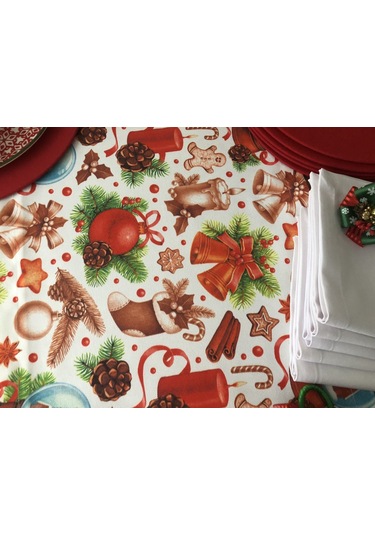 Yılbaşı Sofra Sunum Seti Mum Figürlü Yılbaşı Desenli Kırmızı