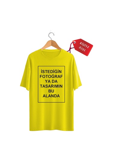 Kendin Tasarla T-shirt Kişiye Özel Tişört Baskılı Tshirt Sarı