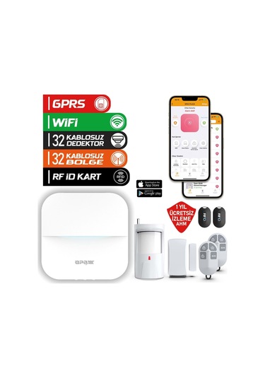 Opax-w20-beyaz+bgr-09 Gprs I Wifi & Bgr-09 Kablosuz Sirenli Alarm