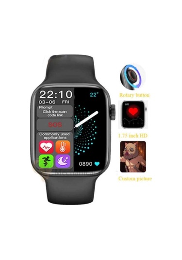 Hw22 Pd-a6 Smart Watch Dokunmatik Bluetooth Nabız Ölçme Sporcu Özellikli 1.75 Inç Akıllı Saat Siyah
