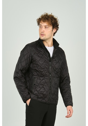 Allegro Erkek Dik Yaka Fermuarlı Cep Detaylı Kapitone Mont 4355 Siyah Siyah