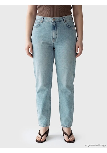 Lc Waikiki Mavi Slim Mom Kadın Jean Pantolon
