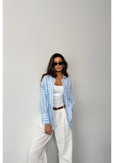 Çizgili Gömlek - Mavi Mavi