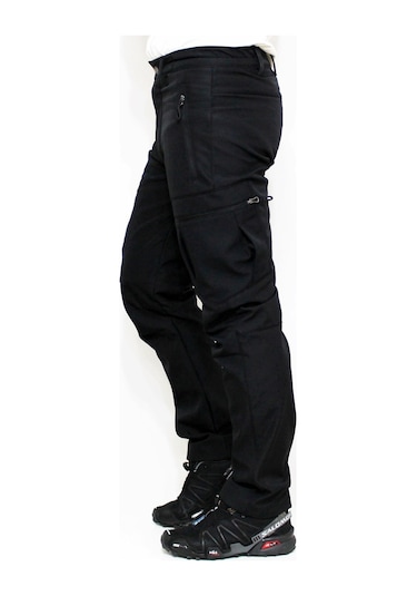 Mudwill Siyah Zipper Kargo Cepli Softshell Pantolon Siyah
