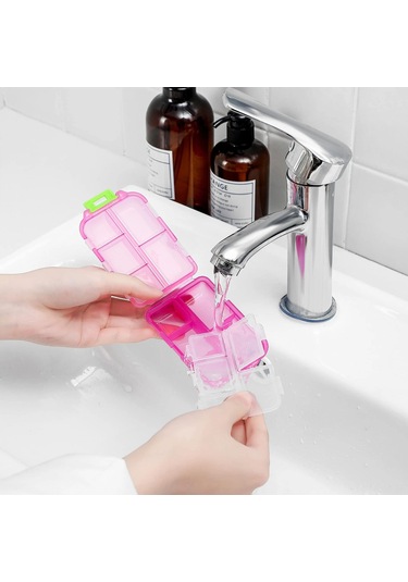 Suofeng Portatif 10 Bölmeli İlaç Kutusu - Reçeteli İlaçlar, Vitaminler İçin Taşınabilir Depolama Kutusu Beyaz Beyaz