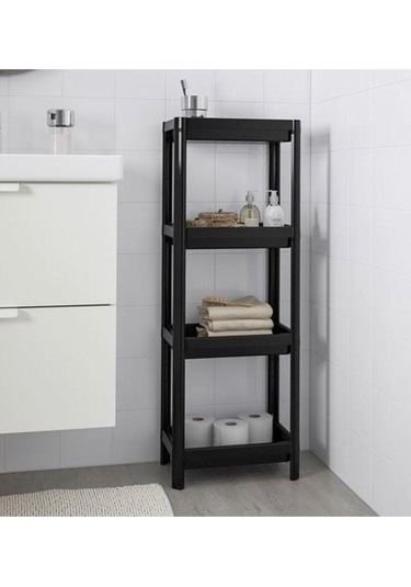 4 Katlı Banyo Rafı Mutfak Rafı Balkon Rafı Siyah