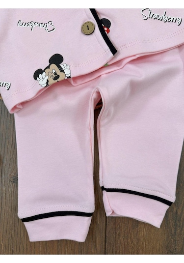 Çilek Desenli Kruvaze Yaka Pijama Takımı 4bb2 Pembe