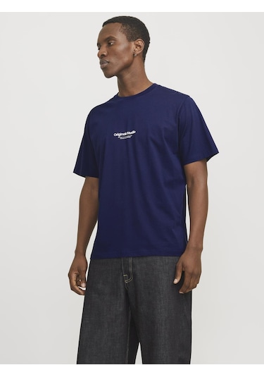 Jack & Jones Erkek Kabartma Logo Baskili Tişört - Vesterbro - 12240121 Ocean Cavern