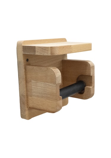 Wc Kağıt Tutucu Masif Kayın Ahşap Ve Metal Tutucu - Kağıt Havlu Ceviz