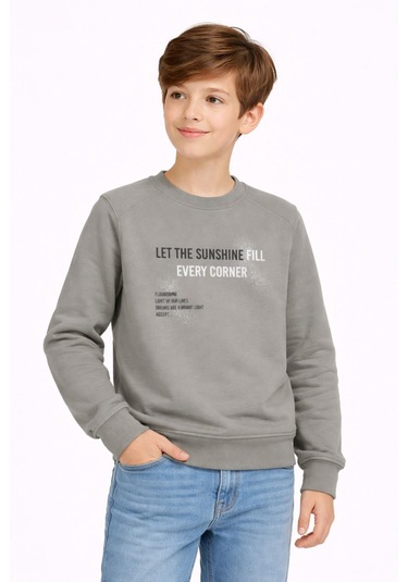Baglan Erkek Çocuk Önü Arkası Baskılı Sweatshirt Bgl-st05231 Gri