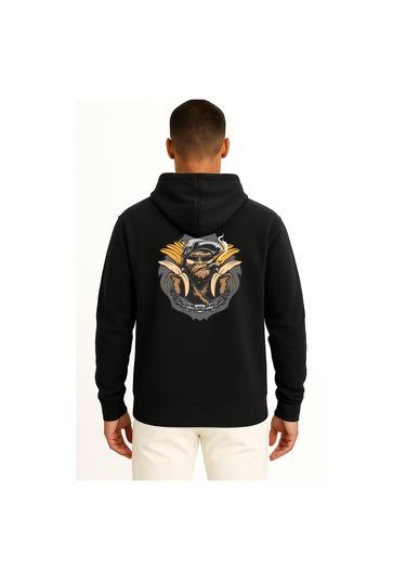 Kapüşonlu Ape Chimpanzee Gorilla Bornean Orangutan Cep Ve Sırt Tasarımlı Unisex Sweatshirt Siyah