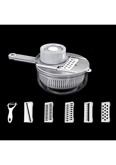 Cbtx 6'sı 1 Arada El Korumalı Sebze Kesici, Su Filtreli Ve Depolama Fonksiyonlu Gri