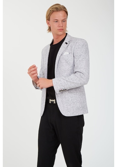 Sposo 5106 Dar Kalıp Yarım Astarlı Ekru Erkek Blazer Ceket Ekru