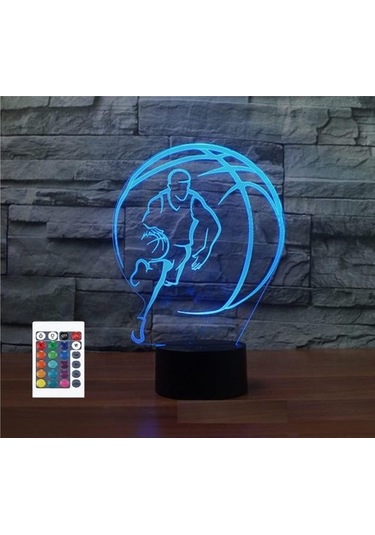 Goldenqian 3d Basketbol Uzaktan Kumanda 16 Renk Gece Işıkları Illusion Akrilik Led Masa Abajur Çocuk Yatak Odası Masa Dekor Çocuklar Için Doğum Günü Hediyeleri Oyuncak Jwy7e1 Siyah