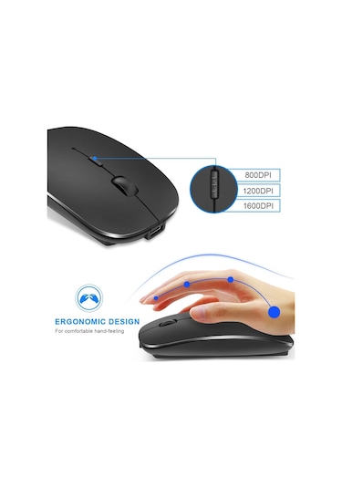 Duhaline Bluetooth/2.4 GHz Şarjlı Kablosuz Sessiz Mouse