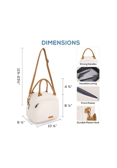 Neevoyu Bej 9.4l Sızıntısız Polyester Öğle Yemeği Çantası + Paslanmaz Çelik Kaşık-çatal 3'lü Set Bej