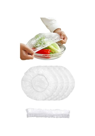 Mivelacure Lastikli Buzdolabı Poşeti 50x40cm Şeffaf Gıda Yiyecek Saklama Torbası Piknik Kamp Poşeti