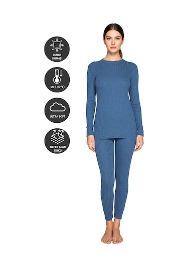 Thermoform Soft Termal Alt Ve Üst İçlik Set Lacivert Renkli