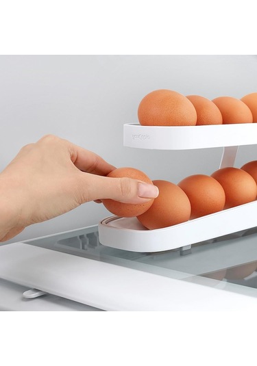 Yumurta Tutucu Buzdolabı Yumurta Tepsisi, Buzdolabı Düzenleyici, Otomatik Yuvarlanan Yumurta Tutucu 2 Katmanlı Otomatik Yuvarlanan Yumurta Dağıtıcı Yumurta Dağıtıcı Yumurta Saklama
