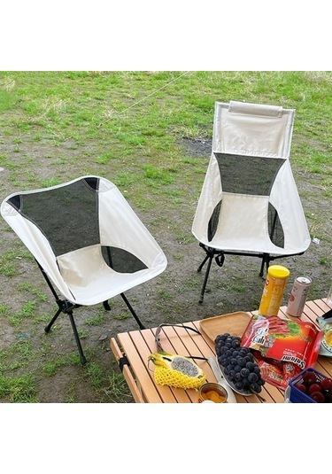 Novahub Küçük Açık Kamp Eğlence Plajı Portatif Katlanır Sandalye Gri Siyah Beyaz Beyaz