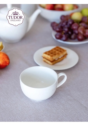 Tudor England Royal Sutton 230ml Çay Kupası, Tabaklı Porselen 198200185 Beyaz
