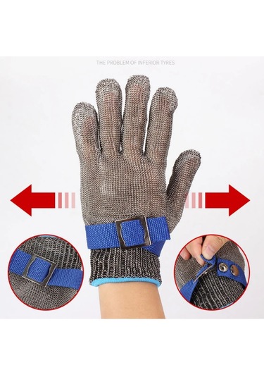 Paslanmaz Çelik Eldiven Anti-cut Güvenlik Kesilmeye Dayanıklı El Koruyucu Metal M
