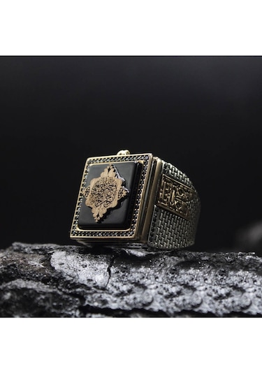 Islam Usta Tasarımı Hacer'ül Esved Gümüş Erkek Yüzük