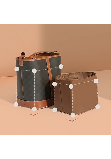 Fochsia Kahverengi Küçük İç Organizer Çanta Celine Kapışlı Kova Çanta İçi Düzenleyici Gümüş Eskitme