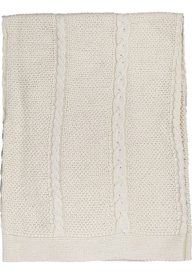 Saç Örgü Triko Bebek Battaniyesi 80x90 Cm 1063 Taş