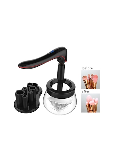 Sones Elektrikli Fırça Makyaj Fırçası Temizleme Makinesi Otomatik Kurutucu Usb Şarj Edilebilir Makyaj Fırçası Temizleyici Siyah