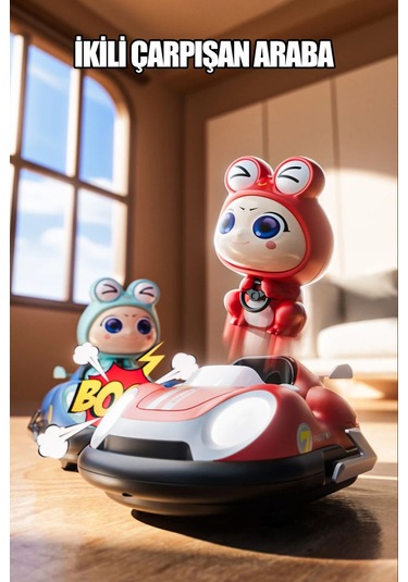 İkili Çarpışan Arabalar Işıklı Sesli Hız Ayarlı Şarjlı Uzaktan Kumandalı Araba Çarpınca Figür Fırlar Karısık