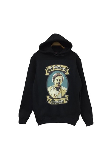Pablo Escobar Baskılı Sweatshirt Siyah