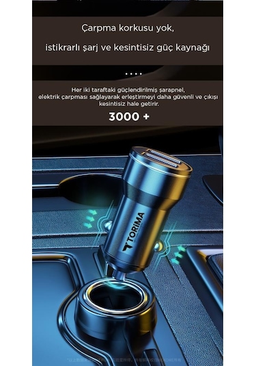 Torima C01 Siyah 2 Usb Port Girişli Transmitter Araç Şarj Cihazı