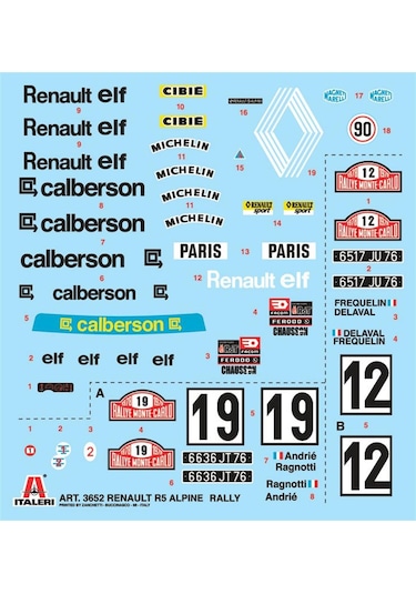 Italeri 3652s 1/24 Renault R5 Alpine Rally Arabası Demonte Plastik Maketi