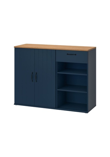 Büfe, Derinlik: 37.5 Cm Yükseklik: 90 Cm Genişlik: 120 Cm Depolama Ve Organizasyon Vitrin Mavi-siyah Mavi