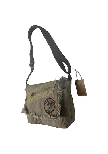 Vintage Küçük Salaş Unisex Günlük Çapraz Postacı Çantası S Boy 26x20cm Bej