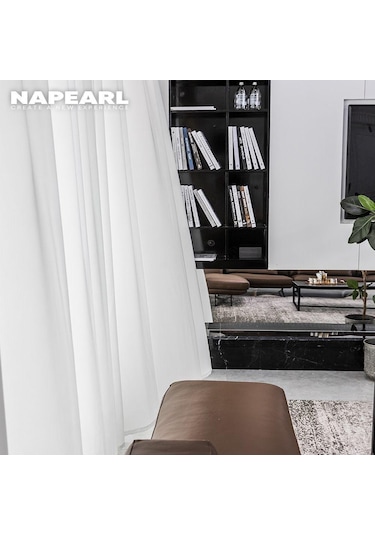 Gri 1 Adet Napearl Tül Şeffaf Düz Renk Perde Oturma Odası Için Yumuşak Modern Pencere Tül Perde W100cm X L260cm
