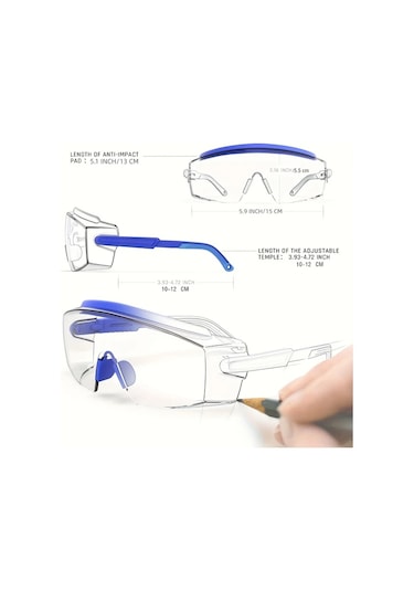 Elmpaly Pembe Anti Fog Güvenlik Gözlüğü Ayarlanabilir Çerçeve Çizilmeye Dayanıklı Lens İş Spor