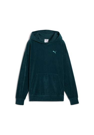 Puma Ess Elevated Velour Hoodie Kadın Yetişkin Sweatshirt Yeşil