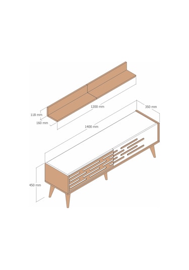 Variant Valensiya 140cm Tv Ünitesi - Ceviz / Krem