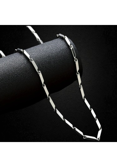 Çelik Kolye Titanyum Melon Düz Model 3 Mm 55 Cm Gümüş Silver Gümüş